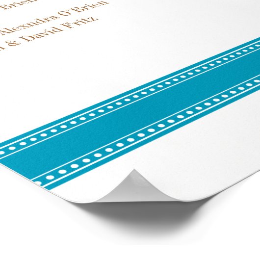 Aqua Seating Chart, Caroline Wedding Collection Poster (Ecke)