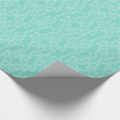 Aqua-Seeblau-Damast Geschenkpapier (Ecke)