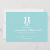 Aqua Seepferd Beach Hochzeit Einladung (Vorderseite)