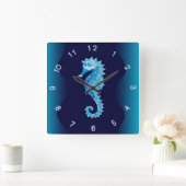 Aqua-Seepferd-Wand-Uhr Quadratische Wanduhr (Zuhause)