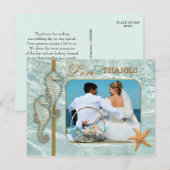 Aqua Seepferd Wedding Foto Danke Postcard Postkarte (Vorne/Hinten)