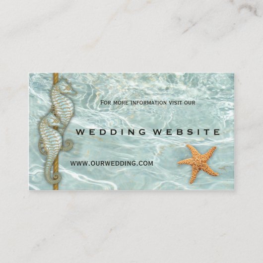 Aqua Seepferds Nautic Wedding Website Beipackkarte Begleitkarte (Vorderseite)