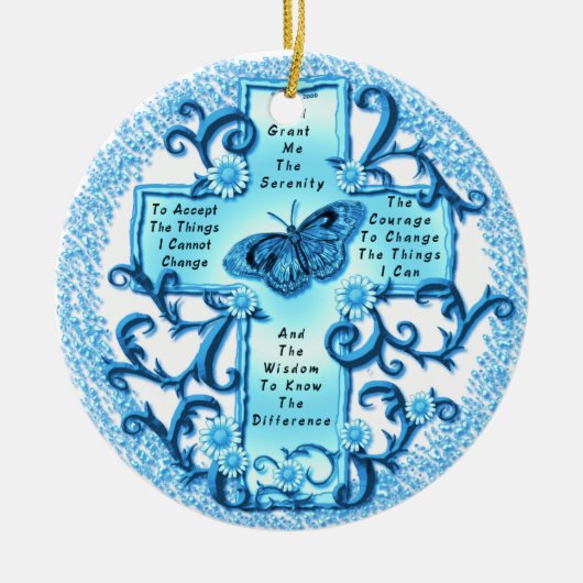 Aqua Serenity Kreuz Keramik Rundschmuck Ornament (Vorne)