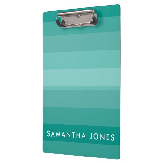 Aqua Shades Ombre Simple Strip Personalize Name Klemmbrett (Links)