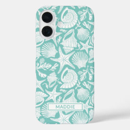 Aqua Shells Personalized iPhone 16 Hülle