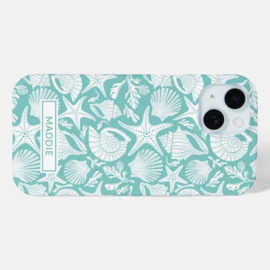 Aqua Shells Personalized Case-Mate iPhone Hülle (Rückseite (Horizontal))