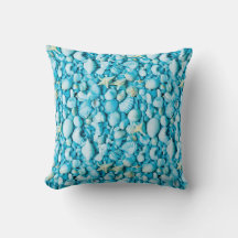 Aqua Shellscape Throw Kissen