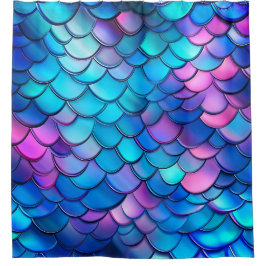 "Aqua Shimmer Iridescent Mermaid Scales" Duschvorhang