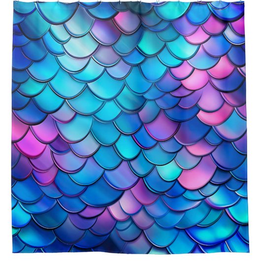 "Aqua Shimmer Iridescent Mermaid Scales" Duschvorhang (Vorderseite)