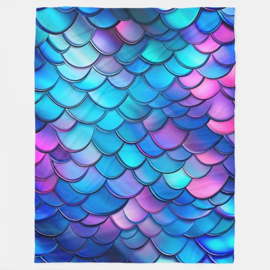 "Aqua Shimmer Iridescent Mermaid Scales" Fleecedecke (Vorderseite)