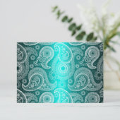 Aqua Shimmer Lace India Wedding Einladung UAWG (Stehend Vorderseite)