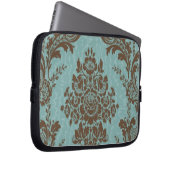 Aqua Sienna Damask Laptopschutzhülle (Vorne Rechts)