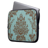 Aqua Sienna Damask Laptopschutzhülle (Vorderseite Links)