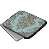 Aqua Sienna Damask Laptopschutzhülle (Vorne Knopf)