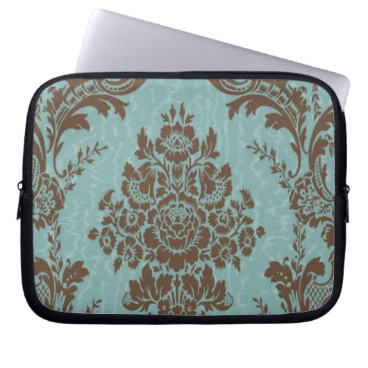 Aqua Sienna Damask Laptopschutzhülle (Vorderseite)