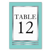 Aqua | Silber | Weiß, modern, einfach und elegant Tischnummer (Rückseite)