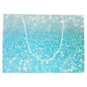 Aqua Silver Beach Blue Summer Glitzer Gradient Große Geschenktüte (Rückseite)