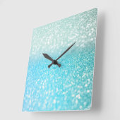 Aqua Silver Beach Blue Summer Glitzer Gradient Quadratische Wanduhr (Winkel)