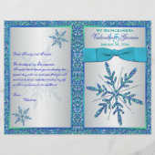 Aqua Silver Blue Snowflakes Quinceñera Programm (Vorderseite)