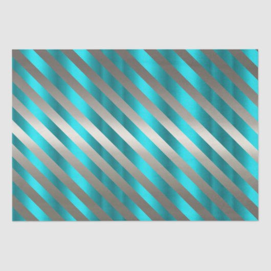 Aqua & Silver Diagonal Stripe Christmas  Seidenpapier (Vorderseite)