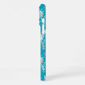 Aqua Silver Floral iPhone Hülle (Linke Seite)