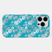 Aqua Silver Floral iPhone Hülle (Rückseite (Horizontal))