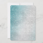 Aqua Silver Glam Glitz Pearl Wedding Einladung (Rückseite)
