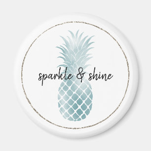 Aqua Silver Glam Glitz Pineaple Magnet