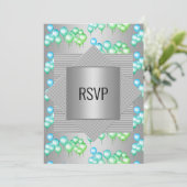 Aqua Silver Gradient Balloon All Occassion UAWG Einladung (Stehend Vorderseite)