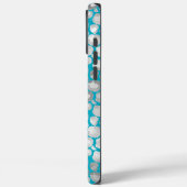 Aqua Silver Leopard Animal Print Monogram Case-Mate iPhone Hülle (Rückseite / Links)