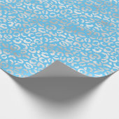Aqua Silver Leopard Print Geschenkpapier (Ecke)