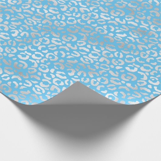 Aqua Silver Leopard Print Geschenkpapier (Ecke)