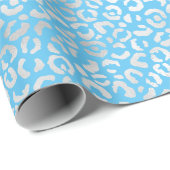 Aqua Silver Leopard Print Geschenkpapier (Rolleneckpunkt)