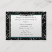 Aqua & Silver Love Vögel Hochzeitskarten Begleitkarte (Rückseite)