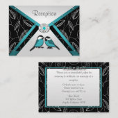 Aqua & Silver Love Vögel Hochzeitskarten Begleitkarte (Vorne/Hinten)