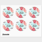 Aqua Silver Pink Blumendusche Kinderdusche Bereit Runder Aufkleber (Blatt)