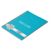 Aqua Silver Ribbon Bow Notizblock (Linke Seite)