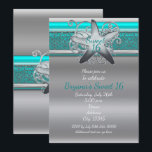 Aqua & Silver Starfish Beach Sweet 16 Einladungen<br><div class="desc">Aqua & Silver Starfish Beach Sweet 16 Einladungen. Passen Sie diese elegante Einladung für jede Veranstaltung an.</div>