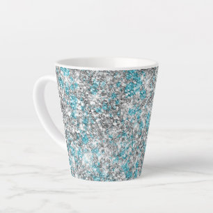 Aqua Silver Unicorn Glitzer Sparkle Geburtstag Milchtasse