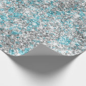 Aqua Silver Unicorn Glitzer Sparkle Geschenkpapier (Ecke)