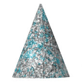 Aqua Silver Unicorn Glitzer Sparkle Partyhütchen (Rückseite)