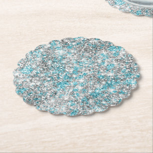 Aqua Silver Unicorn Glitzer Sparkle Untersetzer