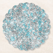 Aqua Silver Unicorn Glitzer Sparkle Untersetzer (Vorderseite)