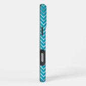 Aqua Silver Zigzag Streifen Monogram iPhone Hülle (Rechte Seite)