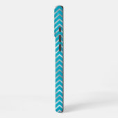 Aqua Silver Zigzag Streifen Monogram iPhone Hülle (Linke Seite)