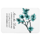 Aqua Simple Cherry Blüten Save the Date Magnet (Horizontal)