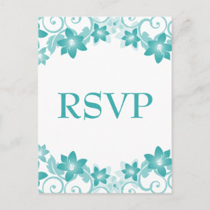 Aqua Simple Floral UAWG Postcard Einladungspostkarte