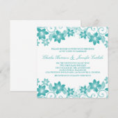 Aqua Simple Floral Wedding Einladung (Vorne/Hinten)