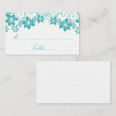 Aqua Simple Floral Wedding Platzkarte (Vorne/Hinten)