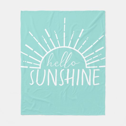 Aqua Simple Modern Hello Sunshine Fleecedecke (Vorderseite)